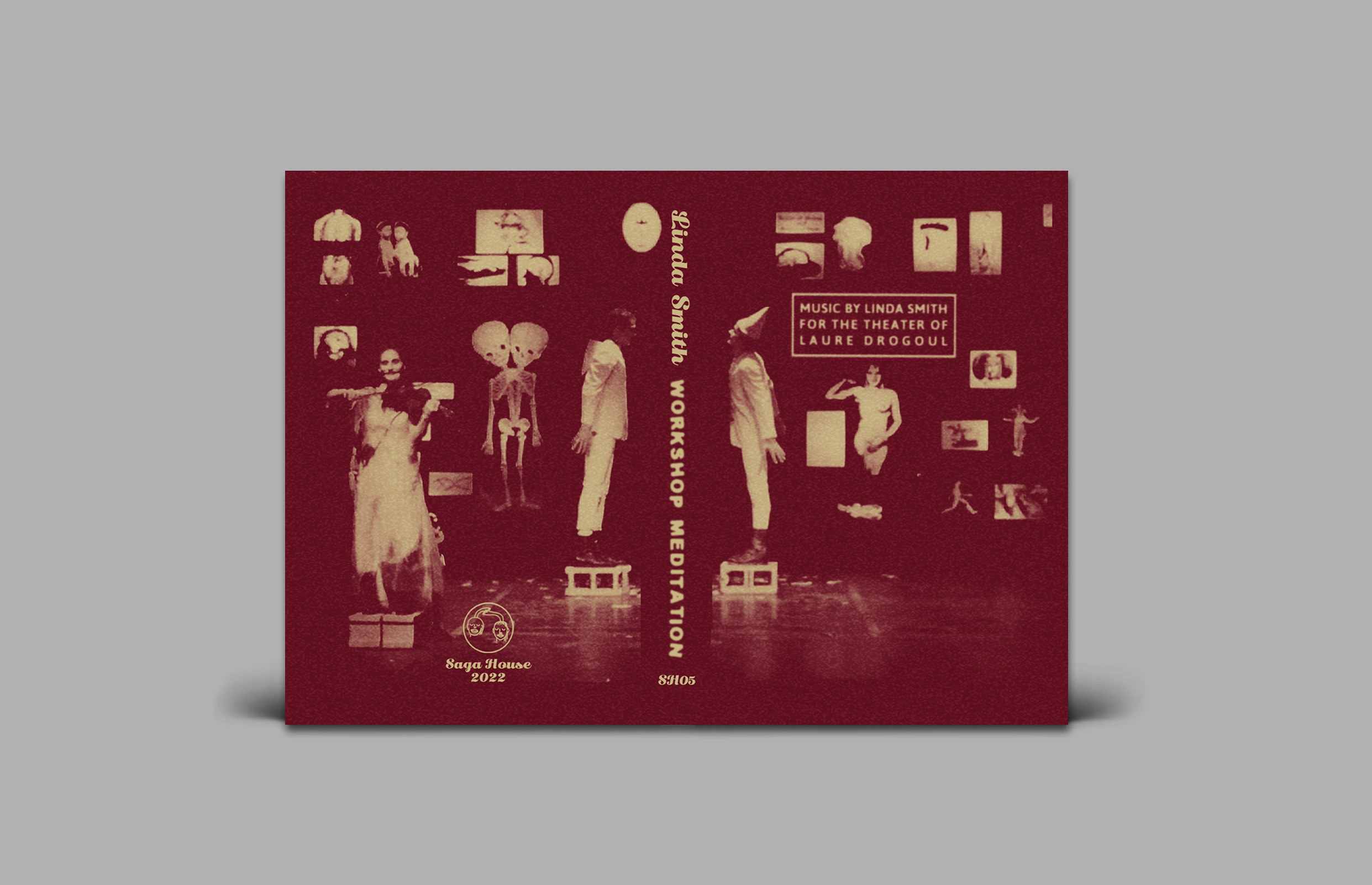 Linda Smith Workshop Meditation (Saga House, Philadelphia, 2022) J-card cassette design by Karolina Kołodziej (Kolography). Feat. Laure Drogoul set designs.